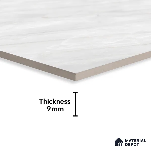 Marble Look Wall & Floor Tile TL 10405 Retro White Taj 6 ft x 4 ft Satin Finish Vitrified Tile - 9 mm | Suitable For living Room, Bedroom, Bathroom | Adhesive and Spacers Must be Used During Installation