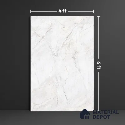 Marble Look Wall & Floor Tile TL 10406 Elysium White Pearl Endless 6 ft x 4 ft Satin Finish Vitrified Tile - 9 mm | Suitable For living Room, Bedroom, Bathroom | Adhesive and Spacers Must be Used During Installation
