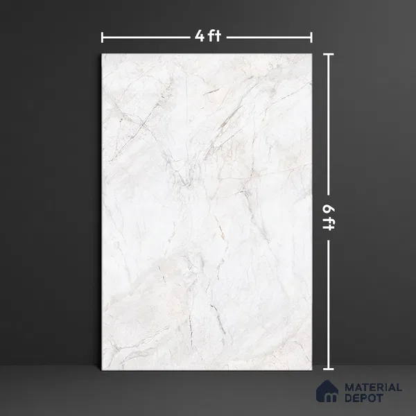 Marble Look Wall & Floor Tile TL 10406 Elysium White Pearl Endless 6 ft x 4 ft Satin Finish Vitrified Tile - 9 mm | Suitable For living Room, Bedroom, Bathroom | Adhesive and Spacers Must be Used During Installation