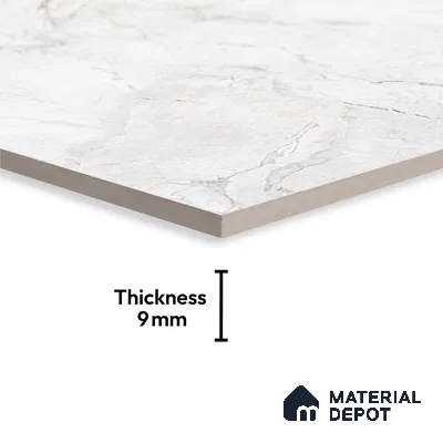 Marble Look Wall & Floor Tile TL 10406 Elysium White Pearl Endless 6 ft x 4 ft Satin Finish Vitrified Tile - 9 mm | Suitable For living Room, Bedroom, Bathroom | Adhesive and Spacers Must be Used During Installation