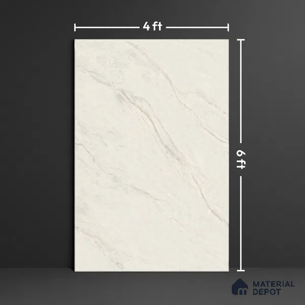 Marble Look Floor Tile TL 10375 SGH Roman Beige 6 ft x 4 ft Matte Finish Vitrified Tile - 9 mm | Suitable For living Room, Bedroom, Bathroom | Adhesive and Spacers Must be Used During Installation