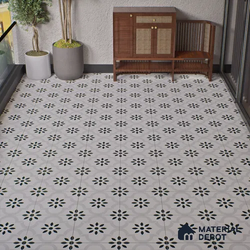 Parking Patterned Floor Tile TL 08194 CH-8 16 inch x 16 inch | Vitrified Anti Skid Matte Finish Heavy Duty Tile - 12 mm | Suitable For High Traffic Areas, Bathroom, Balcony | Pattern Alignment May Vary | 2-3 mm Spacer is Mandatory
