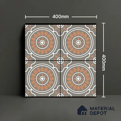 Parking Patterned Floor Tile TL 08203 DC-32 16 inch x 16 inch | Vitrified Anti Skid Matte Finish Heavy Duty Tile - 12 mm | Suitable For High Traffic Areas, Parking, Balcony | Pattern Alignment May Vary | 2-3 mm Spacer is Mandatory