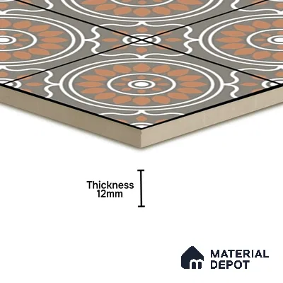 Parking Patterned Floor Tile TL 08203 DC-32 16 inch x 16 inch | Vitrified Anti Skid Matte Finish Heavy Duty Tile - 12 mm | Suitable For High Traffic Areas, Parking, Balcony | Pattern Alignment May Vary | 2-3 mm Spacer is Mandatory