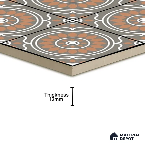 Parking Patterned Floor Tile TL 08203 DC-32 16 inch x 16 inch | Vitrified Anti Skid Matte Finish Heavy Duty Tile - 12 mm | Suitable For High Traffic Areas, Parking, Balcony | Pattern Alignment May Vary | 2-3 mm Spacer is Mandatory