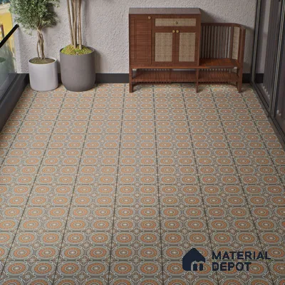Parking Patterned Floor Tile TL 08203 DC-32 16 inch x 16 inch | Vitrified Anti Skid Matte Finish Heavy Duty Tile - 12 mm | Suitable For High Traffic Areas, Parking, Balcony | Pattern Alignment May Vary | 2-3 mm Spacer is Mandatory