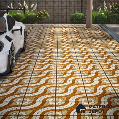 Parking Stone Floor Tile TL 08210 Solar 16 inch x 16 inch | Vitrified Anti Slip Matte Finish Heavy Duty Tile - 12 mm | Suitable For High Traffic Areas, Parking, Balcony | Pattern Alignment May Vary | 2-3 mm Spacer is Mandatory