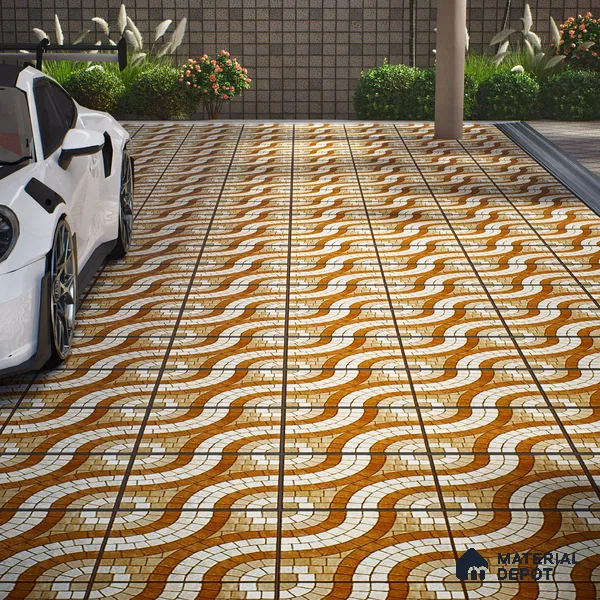Parking Stone Floor Tile TL 08210 Solar 16 inch x 16 inch | Vitrified Anti Slip Matte Finish Heavy Duty Tile - 12 mm | Suitable For High Traffic Areas, Parking, Balcony | Pattern Alignment May Vary | 2-3 mm Spacer is Mandatory