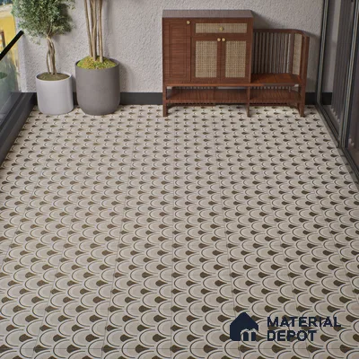Parking Patterned Floor Tile TL 08201 B DC-30 16 inch x 16 inch | Vitrified Anti Skid Matte Finish Heavy Duty Tile - 12 mm | Suitable For High Traffic Areas, Parking, Balcony | Pattern Alignment May Vary | 2-3 mm Spacer is Mandatory