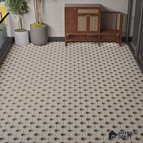 Parking Patterned Floor Tile TL 08201 B DC-30 16 inch x 16 inch | Vitrified Anti Skid Matte Finish Heavy Duty Tile - 12 mm | Suitable For High Traffic Areas, Parking, Balcony | Pattern Alignment May Vary | 2-3 mm Spacer is Mandatory
