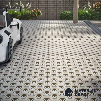 Parking Patterned Floor Tile TL 08201 B DC-30 16 inch x 16 inch | Vitrified Anti Skid Matte Finish Heavy Duty Tile - 12 mm | Suitable For High Traffic Areas, Parking, Balcony | Pattern Alignment May Vary | 2-3 mm Spacer is Mandatory