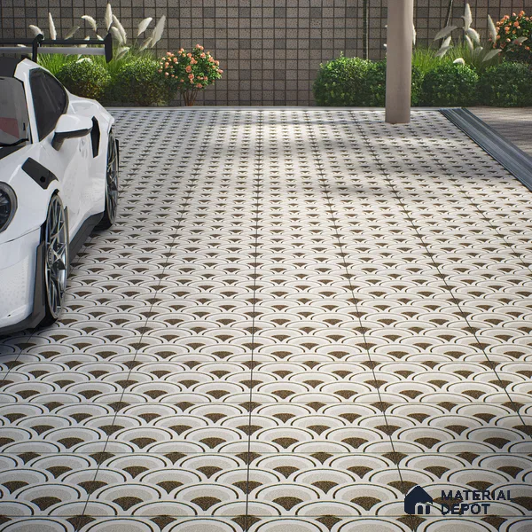 Parking Patterned Floor Tile TL 08201 B DC-30 16 inch x 16 inch | Vitrified Anti Skid Matte Finish Heavy Duty Tile - 12 mm | Suitable For High Traffic Areas, Parking, Balcony | Pattern Alignment May Vary | 2-3 mm Spacer is Mandatory