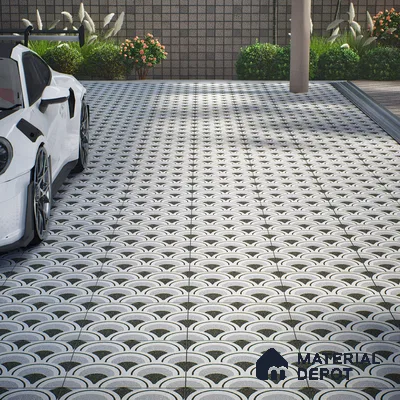 Parking Patterned Floor Tile TL 08201 DC-29 16 inch x 16 inch | Vitrified Anti Skid Matte Finish Heavy Duty Tile - 12 mm | Suitable For High Traffic Areas, Parking, Balcony | Pattern Alignment May Vary | 2-3 mm Spacer is Mandatory