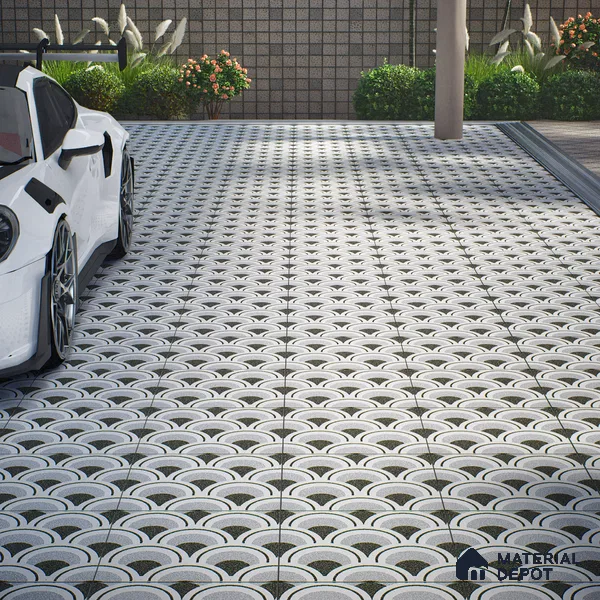 Parking Patterned Floor Tile TL 08201 DC-29 16 inch x 16 inch | Vitrified Anti Skid Matte Finish Heavy Duty Tile - 12 mm | Suitable For High Traffic Areas, Parking, Balcony | Pattern Alignment May Vary | 2-3 mm Spacer is Mandatory