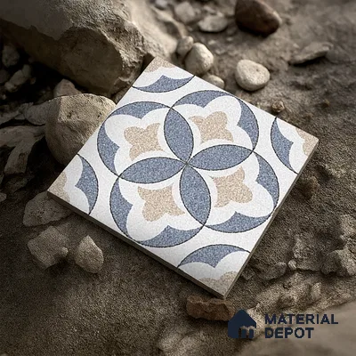 Parking Moroccan Floor Tile TL 08195 DC-1 16 inch x 16 inch | Vitrified Anti Skid Matte Finish Heavy Duty Tile - 12 mm | Suitable For High Traffic Areas, Parking, Balcony | Pattern Alignment May Vary | 2-3 mm Spacer is Mandatory