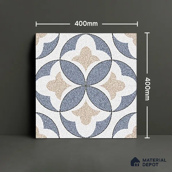 Parking Moroccan Floor Tile TL 08195 DC-1 16 inch x 16 inch | Vitrified Anti Skid Matte Finish Heavy Duty Tile - 12 mm | Suitable For High Traffic Areas, Parking, Balcony | Pattern Alignment May Vary | 2-3 mm Spacer is Mandatory