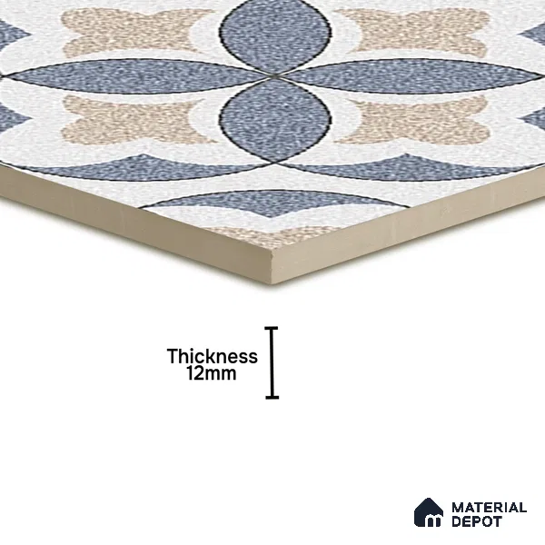 Parking Moroccan Floor Tile TL 08195 DC-1 16 inch x 16 inch | Vitrified Anti Skid Matte Finish Heavy Duty Tile - 12 mm | Suitable For High Traffic Areas, Parking, Balcony | Pattern Alignment May Vary | 2-3 mm Spacer is Mandatory