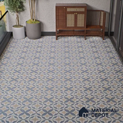 Parking Moroccan Floor Tile TL 08195 DC-1 16 inch x 16 inch | Vitrified Anti Skid Matte Finish Heavy Duty Tile - 12 mm | Suitable For High Traffic Areas, Parking, Balcony | Pattern Alignment May Vary | 2-3 mm Spacer is Mandatory
