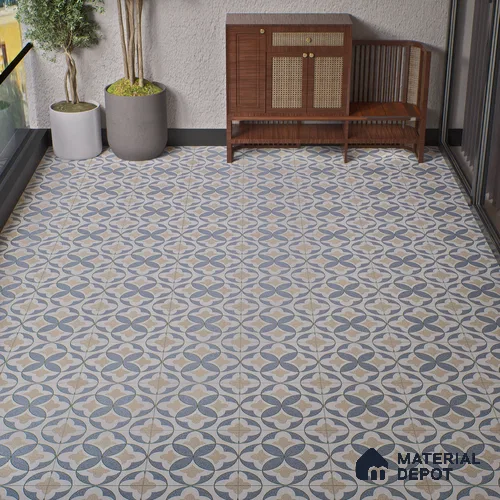 Parking Moroccan Floor Tile TL 08195 DC-1 16 inch x 16 inch | Vitrified Anti Skid Matte Finish Heavy Duty Tile - 12 mm | Suitable For High Traffic Areas, Parking, Bathroom | Pattern Alignment May Vary | 2-3 mm Spacer is Mandatory
