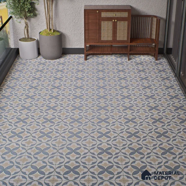 Parking Moroccan Floor Tile TL 08195 DC-1 16 inch x 16 inch | Vitrified Anti Skid Matte Finish Heavy Duty Tile - 12 mm | Suitable For High Traffic Areas, Parking, Balcony | Pattern Alignment May Vary | 2-3 mm Spacer is Mandatory
