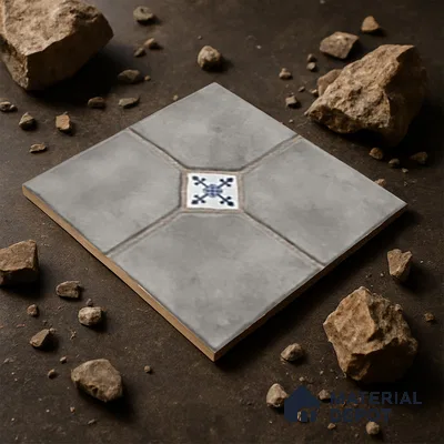 Parking Stone Floor Tile TL 08192 B Castle Gris 16 inch x 16 inch | Vitrified Anti Skid Matte Finish Heavy Duty Tile - 12 mm | Suitable For High Traffic Areas, Parking, Balcony | Pattern Alignment May Vary | 2-3 mm Spacer is Mandatory