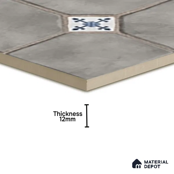 Parking Stone Floor Tile TL 08192 B Castle Gris 16 inch x 16 inch | Vitrified Anti Skid Matte Finish Heavy Duty Tile - 12 mm | Suitable For High Traffic Areas, Parking, Balcony | Pattern Alignment May Vary | 2-3 mm Spacer is Mandatory