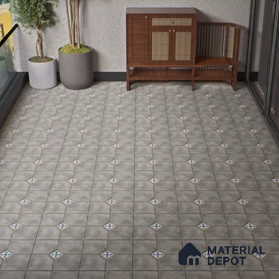 Parking Stone Floor Tile TL 08192 B Castle Gris 16 inch x 16 inch | Vitrified Anti Skid Matte Finish Heavy Duty Tile - 12 mm | Suitable For High Traffic Areas, Parking, Balcony | Pattern Alignment May Vary | 2-3 mm Spacer is Mandatory