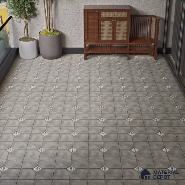Parking Stone Floor Tile TL 08192 B Castle Gris 16 inch x 16 inch | Vitrified Anti Skid Matte Finish Heavy Duty Tile - 12 mm | Suitable For High Traffic Areas, Parking, Balcony | Pattern Alignment May Vary | 2-3 mm Spacer is Mandatory