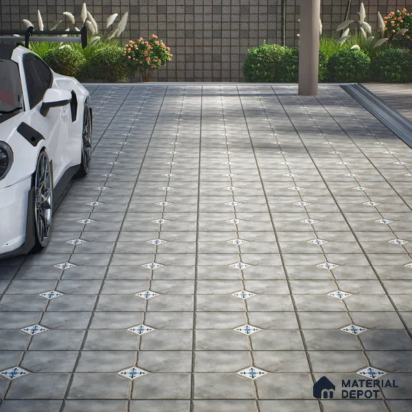 Parking Stone Floor Tile TL 08192 B Castle Gris 16 inch x 16 inch | Vitrified Anti Skid Matte Finish Heavy Duty Tile - 12 mm | Suitable For High Traffic Areas, Parking, Balcony | Pattern Alignment May Vary | 2-3 mm Spacer is Mandatory