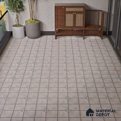 Parking Stone Floor Tile TL 08192 C Castle Ice 16 inch x 16 inch | Vitrified Anti Skid Matte Finish Heavy Duty Tile - 12 mm | Suitable For High Traffic Areas, Parking, Balcony | Pattern Alignment May Vary | 2-3 mm Spacer is Mandatory