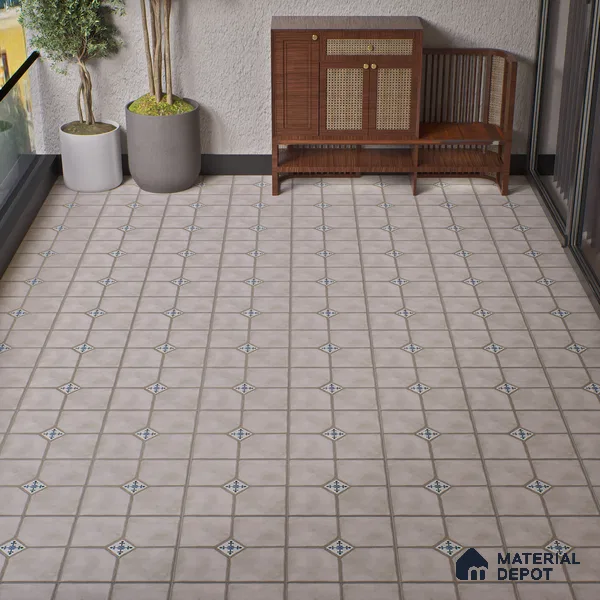Parking Stone Floor Tile TL 08192 C Castle Ice 16 inch x 16 inch | Vitrified Anti Skid Matte Finish Heavy Duty Tile - 12 mm | Suitable For High Traffic Areas, Parking, Balcony | Pattern Alignment May Vary | 2-3 mm Spacer is Mandatory (Sample)