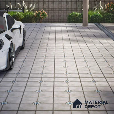 Parking Stone Floor Tile TL 08192 C Castle Ice 16 inch x 16 inch | Vitrified Anti Skid Matte Finish Heavy Duty Tile - 12 mm | Suitable For High Traffic Areas, Parking, Balcony | Pattern Alignment May Vary | 2-3 mm Spacer is Mandatory (Sample)