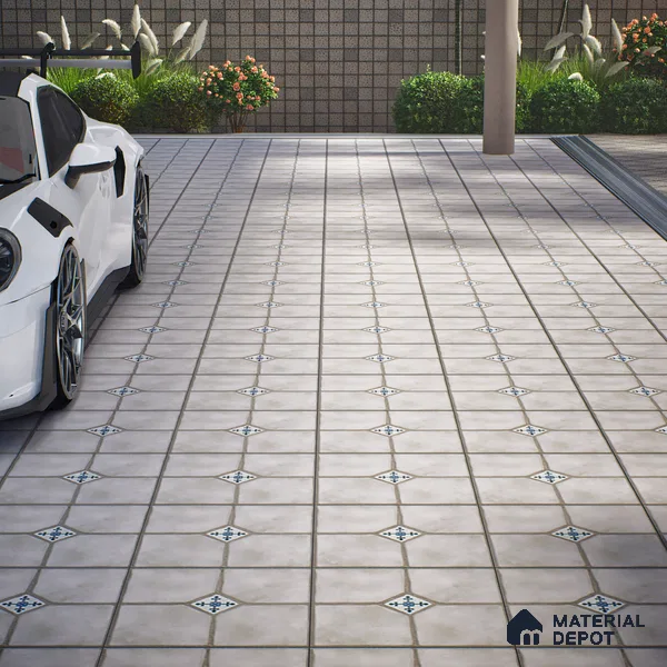 Parking Stone Floor Tile TL 08192 C Castle Ice 16 inch x 16 inch | Vitrified Anti Skid Matte Finish Heavy Duty Tile - 12 mm | Suitable For High Traffic Areas, Parking, Balcony | Pattern Alignment May Vary | 2-3 mm Spacer is Mandatory (Sample)