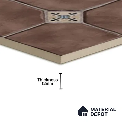 Parking Stone Floor Tile TL 08192 D Castle Moka 16 inch x 16 inch | Vitrified Anti Skid Matte Finish Heavy Duty Tile - 12 mm | Suitable For High Traffic Areas, Parking, Balcony | Pattern Alignment May Vary | 2-3 mm Spacer is Mandatory