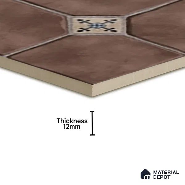 Parking Stone Floor Tile TL 08192 D Castle Moka 16 inch x 16 inch | Vitrified Anti Skid Matte Finish Heavy Duty Tile - 12 mm | Suitable For High Traffic Areas, Parking, Balcony | Pattern Alignment May Vary | 2-3 mm Spacer is Mandatory