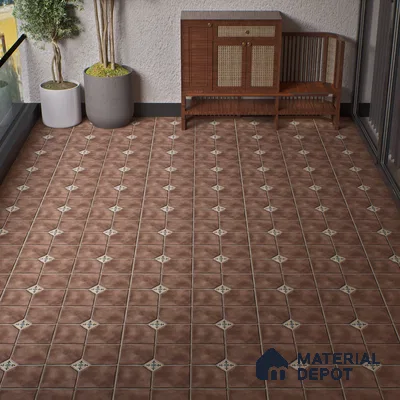 Parking Stone Floor Tile TL 08192 D Castle Moka 16 inch x 16 inch | Vitrified Anti Skid Matte Finish Heavy Duty Tile - 12 mm | Suitable For High Traffic Areas, Parking, Balcony | Pattern Alignment May Vary | 2-3 mm Spacer is Mandatory