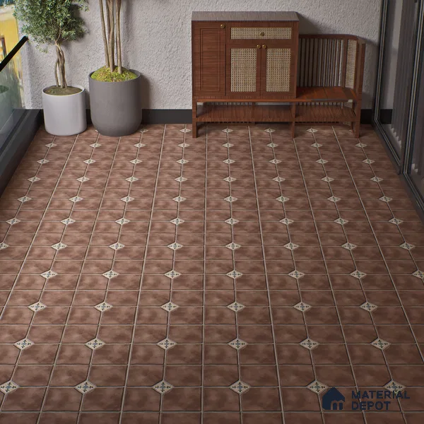 Parking Stone Floor Tile TL 08192 D Castle Moka 16 inch x 16 inch | Vitrified Anti Skid Matte Finish Heavy Duty Tile - 12 mm | Suitable For High Traffic Areas, Parking, Balcony | Pattern Alignment May Vary | 2-3 mm Spacer is Mandatory