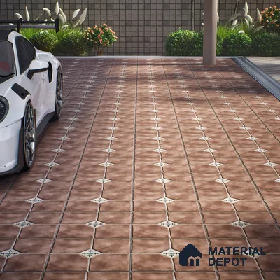 Parking Stone Floor Tile TL 08192 D Castle Moka 16 inch x 16 inch | Vitrified Anti Skid Matte Finish Heavy Duty Tile - 12 mm | Suitable For High Traffic Areas, Parking, Balcony | Pattern Alignment May Vary | 2-3 mm Spacer is Mandatory