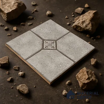 Parking Stone Floor Tile TL 08192 E Castle Terrazo 16 inch x 16 inch | Vitrified Anti Skid Matte Finish Heavy Duty Tile - 12 mm | Suitable For High Traffic Areas, Parking, Balcony | Pattern Alignment May Vary | 2-3 mm Spacer is Mandatory