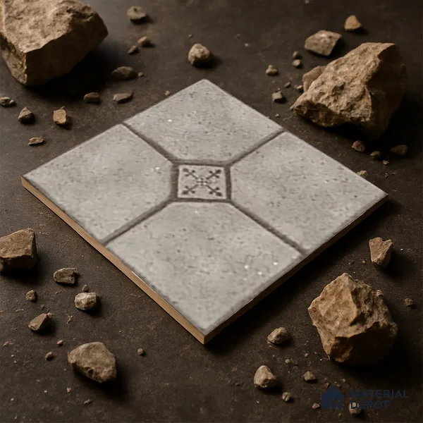 Parking Stone Floor Tile TL 08192 E Castle Terrazo 16 inch x 16 inch | Vitrified Anti Skid Matte Finish Heavy Duty Tile - 12 mm | Suitable For High Traffic Areas, Parking, Balcony | Pattern Alignment May Vary | 2-3 mm Spacer is Mandatory