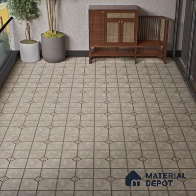 Parking Stone Floor Tile TL 08192 E Castle Terrazo 16 inch x 16 inch | Vitrified Anti Skid Matte Finish Heavy Duty Tile - 12 mm | Suitable For High Traffic Areas, Parking, Balcony | Pattern Alignment May Vary | 2-3 mm Spacer is Mandatory