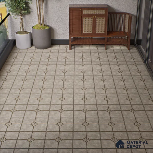 Parking Stone Floor Tile TL 08192 E Castle Terrazo 16 inch x 16 inch | Vitrified Anti Skid Matte Finish Heavy Duty Tile - 12 mm | Suitable For High Traffic Areas, Parking, Balcony | Pattern Alignment May Vary | 2-3 mm Spacer is Mandatory