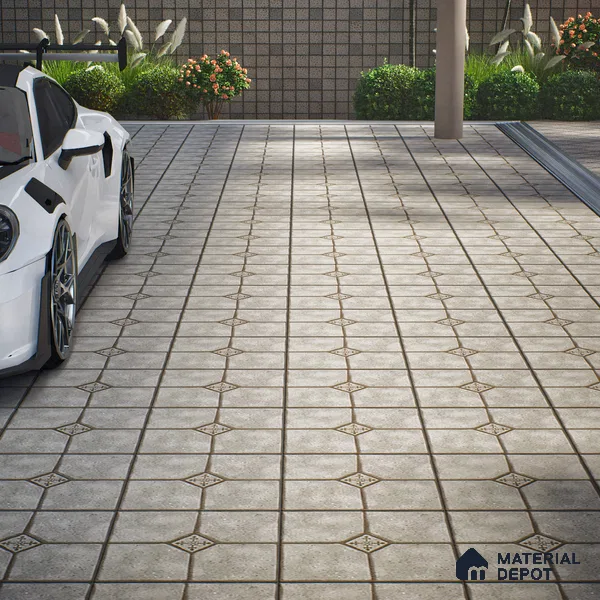 Parking Stone Floor Tile TL 08192 E Castle Terrazo 16 inch x 16 inch | Vitrified Anti Skid Matte Finish Heavy Duty Tile - 12 mm | Suitable For High Traffic Areas, Parking, Balcony | Pattern Alignment May Vary | 2-3 mm Spacer is Mandatory
