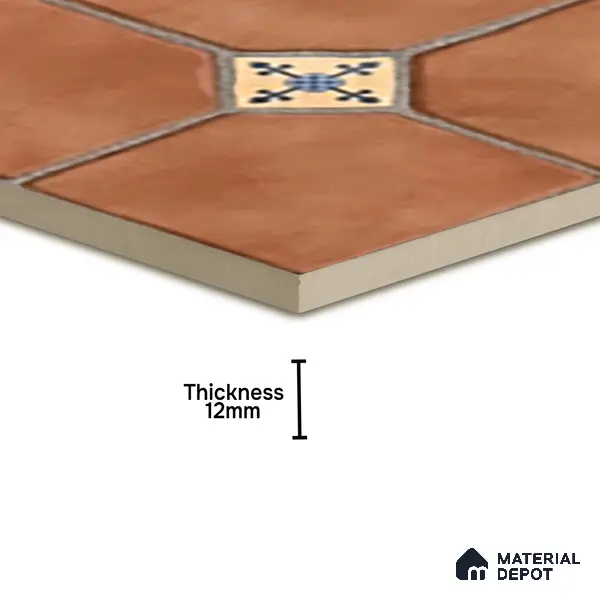 Parking Stone Floor Tile TL 08192 Castle Cotto 16 inch x 16 inch | Vitrified Anti Skid Matte Finish Heavy Duty Tile - 12 mm | Suitable For High Traffic Areas, Parking, Balcony | Pattern Alignment May Vary | 2-3 mm Spacer is Mandatory
