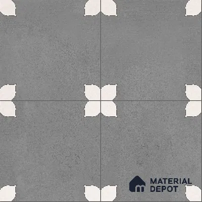 Parking Moroccan Floor Tile TL 08205 D Bloom Gris 16 inch x 16 inch | Vitrified Anti Slip Matte Finish Heavy Duty Tile - 12 mm | Suitable For Bathroom, Parking, Balcony | Pattern Alignment May Vary | 2-3 mm Spacer is Mandatory