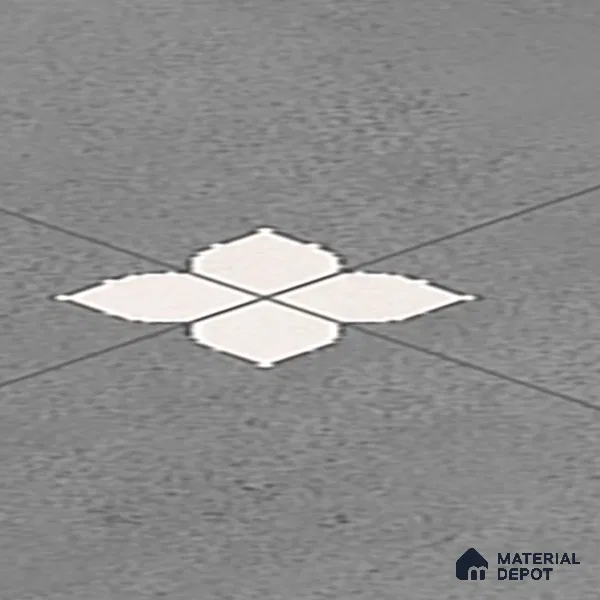 Parking Moroccan Floor Tile TL 08205 D Bloom Gris 16 inch x 16 inch | Vitrified Anti Slip Matte Finish Heavy Duty Tile - 12 mm | Suitable For Bathroom, Parking, Balcony | Pattern Alignment May Vary | 2-3 mm Spacer is Mandatory