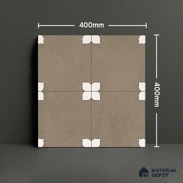 Parking Moroccan Floor Tile TL 08205 E Bloom Verde 16 inch x 16 inch | Vitrified Anti Slip Matte Finish Heavy Duty Tile - 12 mm | Suitable For Bathroom, Parking, Balcony | Pattern Alignment May Vary | 2-3 mm Spacer is Mandatory