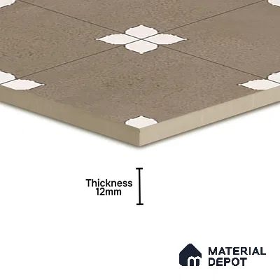Parking Moroccan Floor Tile TL 08205 E Bloom Verde 16 inch x 16 inch | Vitrified Anti Slip Matte Finish Heavy Duty Tile - 12 mm | Suitable For Bathroom, Parking, Balcony | Pattern Alignment May Vary | 2-3 mm Spacer is Mandatory