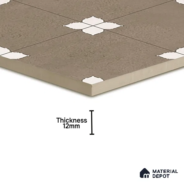 Parking Moroccan Floor Tile TL 08205 E Bloom Verde 16 inch x 16 inch | Vitrified Anti Slip Matte Finish Heavy Duty Tile - 12 mm | Suitable For Bathroom, Parking, Balcony | Pattern Alignment May Vary | 2-3 mm Spacer is Mandatory