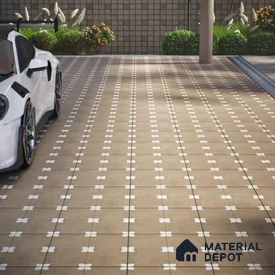 Parking Moroccan Floor Tile TL 08205 E Bloom Verde 16 inch x 16 inch | Vitrified Anti Slip Matte Finish Heavy Duty Tile - 12 mm | Suitable For Bathroom, Parking, Balcony | Pattern Alignment May Vary | 2-3 mm Spacer is Mandatory